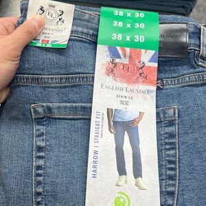 English Laundry Men’s Straight Jeans in Medium Blue Denim
